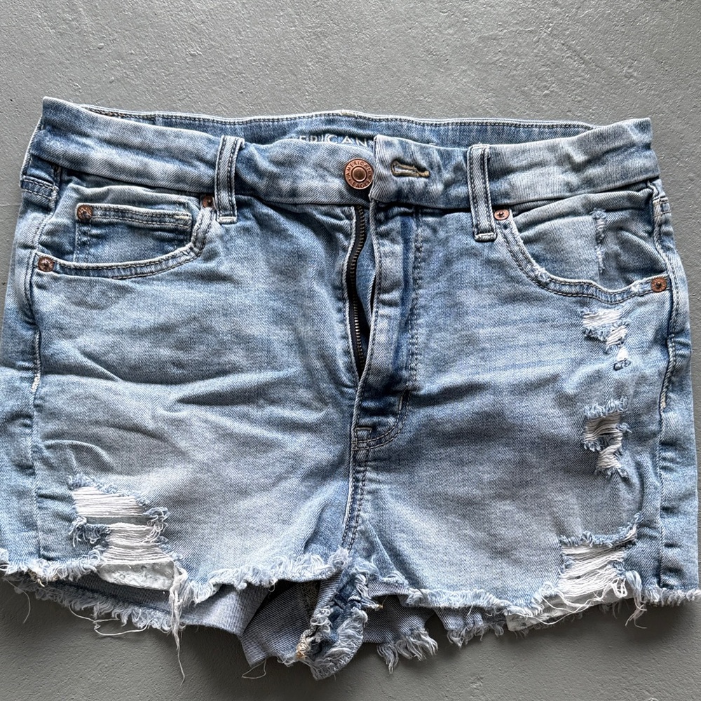 American Eagle Outfitters Light Blue Distressed Jean Shorts